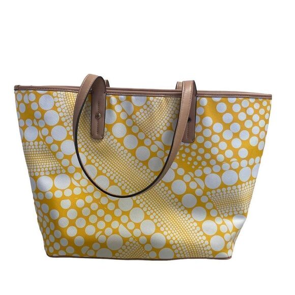 KATE LANDRY Women’s Tote Bag 12X6X13.5 Yellow & White - Picture 1 of 12